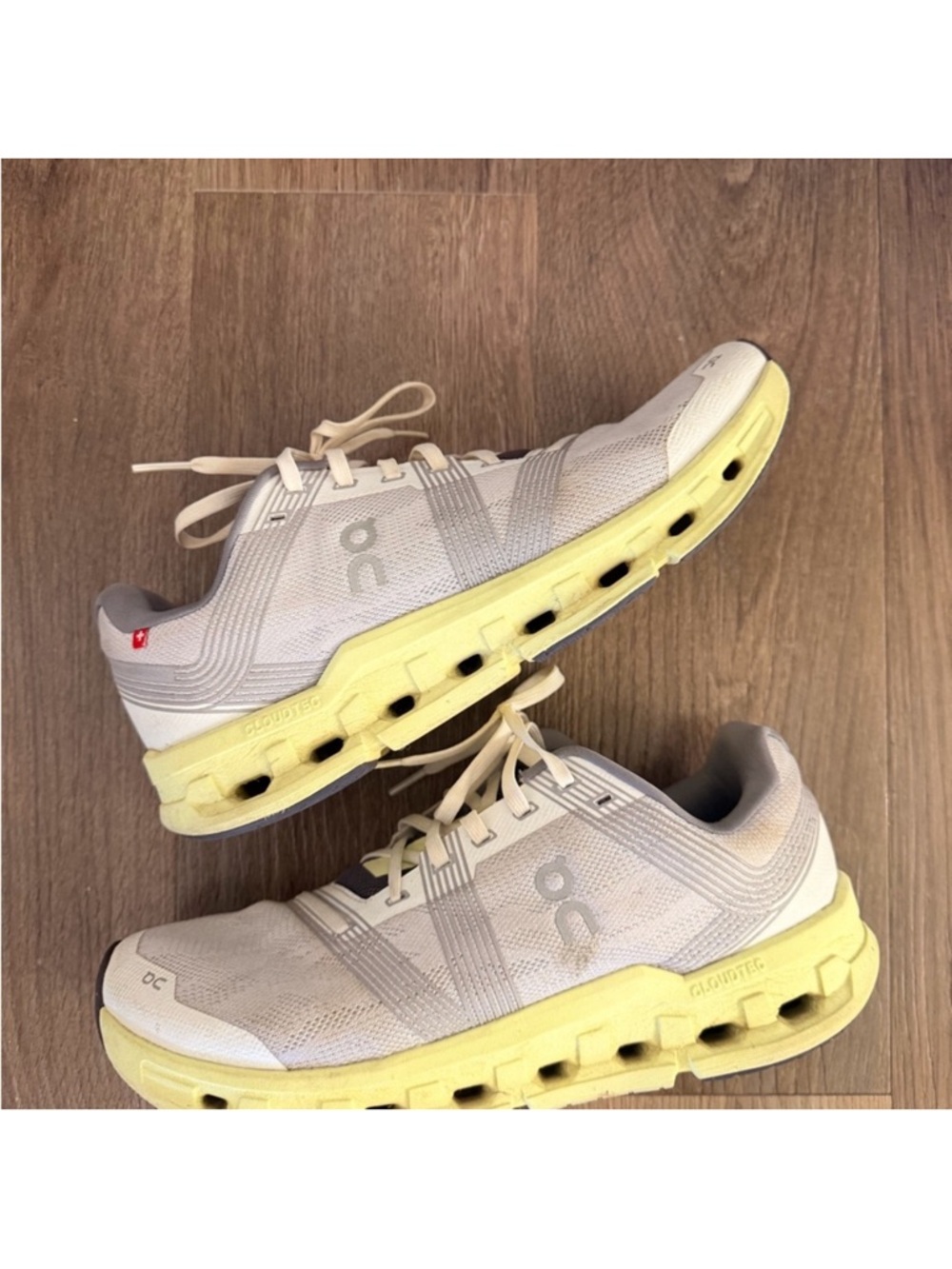 On Cloudswift Women's Athletic Running Shoes - White with Yellow Sole